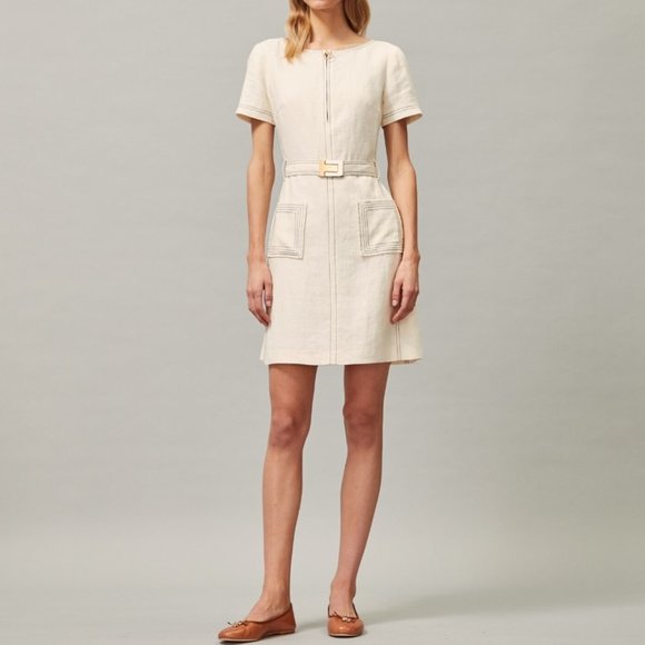 TORY BURCH LINEN SHIFT DRESS Size 4 - Picture 3 of 10